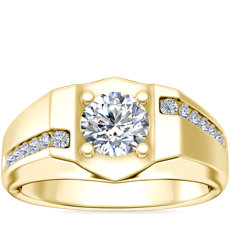 Men's Bypass Channel Diamond Engagement Ring in 14k Yellow Gold (1/4 ct. tw.)